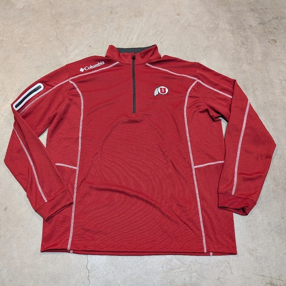 Columbia Golf Men's L Utah Utes Red Performance 1/4 Zip Golf Performance Stripes - Picture 1 of 9